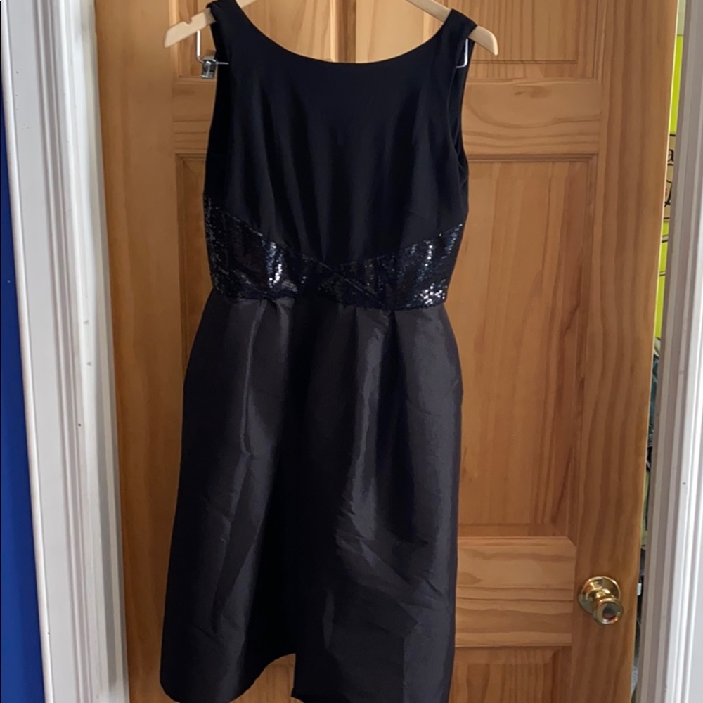 Black Sequin Waist Dress